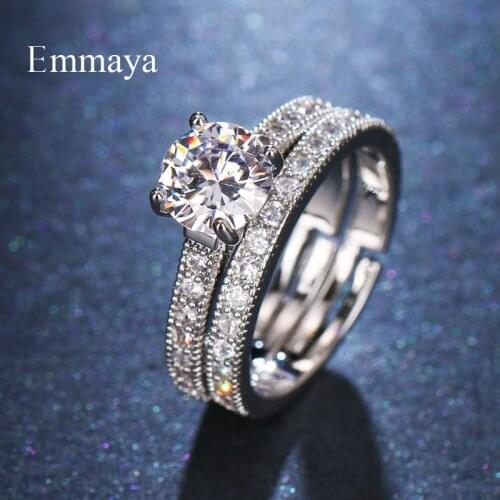 Emmaya Elegant Ring Set Wedding Engagement fashion Jewelry Full Of Zirconia Fancy Jewelry For Lovers Personality Dress-up