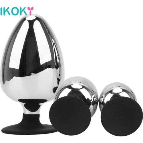 IKOKY Smooth Metal Butt Plug Anus Dilator Sex Toys For Women Men Anal Dildo Extra Big Diameter Anal Plug Prostate Massager
