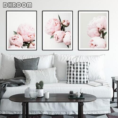 Canvas Painting Pink Peony Flowers Posters and Prints Floral Wall Art Picture Decoration Bedroom Decor Poster Art