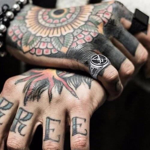 SIGIL OF LUCIFER RING FOR MEN SEAL OF SATAN LUCIFER SIGNET RINGS OCCULT UNISEX JEWELRY WITH STAINLESS STEEL SIZE 8-12