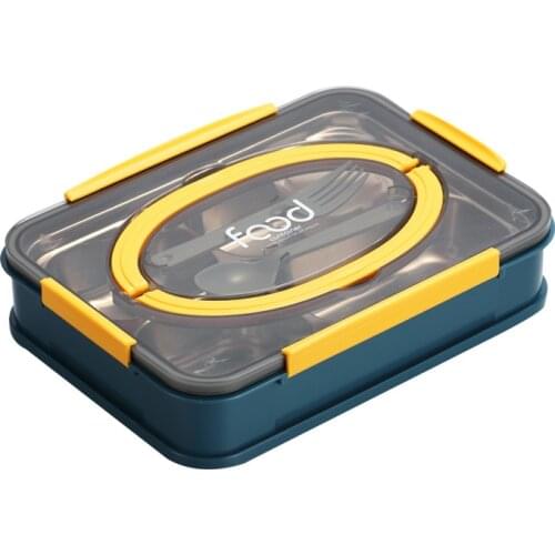 Microwave Lunch Box Stainless Steel Bento Box Dinnerware Food Storage Container Kids School Office Portable Spoons Chopsticks