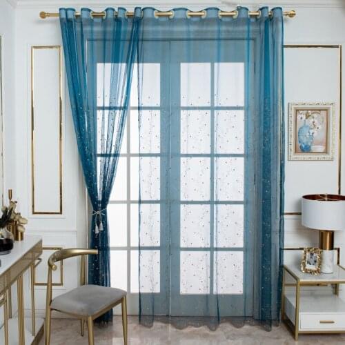 Brown Embroidered Sheer Curtains for Living Room Bedroom Kitchen White Waterweed Tulle for Windows Voile Drapes Home Decoration