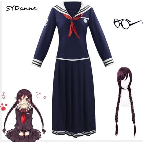 Anime Danganronpa Dangan-Ronpa 2 Toko Fukawa Cosplay Costume Girls School Uniform Costume With Wig Glasses