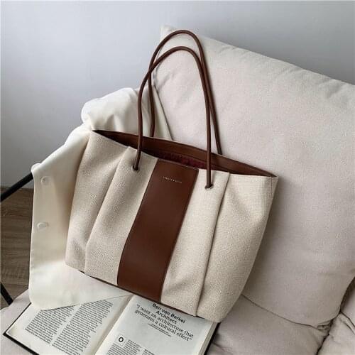 High-quality Leather Simple Ladies Large-capacity Handbags2021new Trendy Fashion Canvas Shoulder Bag Versatile Designer Tote Bag