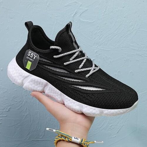 Mens Spring Autumn Casual Shoe Flying Mesh Surface Hollow Out Breathable Low Top Sneaker Comfortable Non Slip Large Running Sho