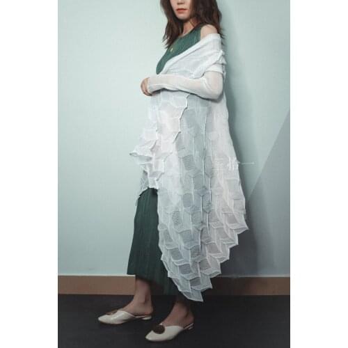 HOT SELLING Miyake Alternative personality unique diamond thin fold irregular coat IN STOCK
