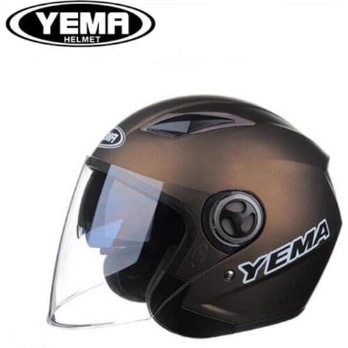 2018 Autumn Winter New YEMA Half Face Motorcycle Helmet 3/4 Open Face Motorbike helmets made of ABS and PC Lens Visor FREE SIZE