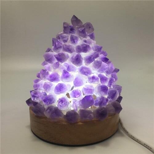 New Natural amethyst quartz Crystal gemstone lamp meditation reiki healing crystal cluster specimen home decoration