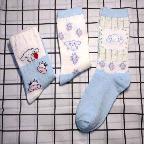 2020 new socks medium tube female cotton socks Yugui dog cartoon female tide socks creative jacquard socks harajuku