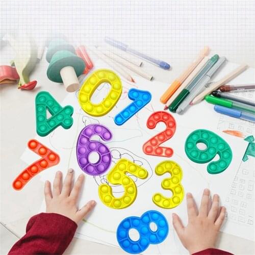 Newest 10 Pack Number Push Pop Bubble 0-9 Shape Pop Bubble Sensory Fidget Toy Set