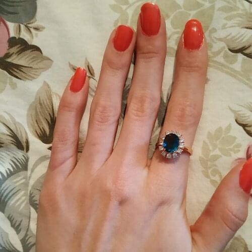 Blue Crystal Inlaid Cubic Zirconia Wedding Rings HotSale Rose Gold Color Fashion Vintage Jewelry For Women anel aneis R189