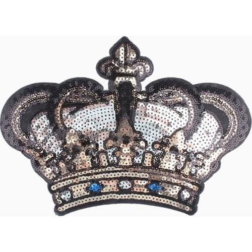Big Sequined Clothing Patches Iron on Crown Appliques Queen Patch for Girl Clothes Bags I Love Paris Letters Patch Fashion Decor