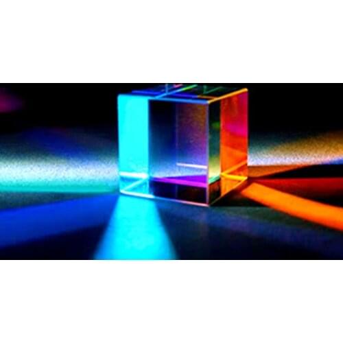 Prism Combine Cube 6sides Optical RGB Glass Len Square Prism with Light Box Gift B85C