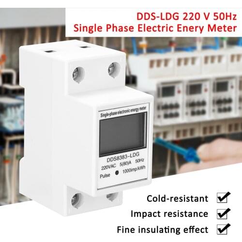 DDS-LDG 220V 50Hz Single-Phase Electricity Meter Electric Energy Meter with LCD Display 35mm Dinrail Mount