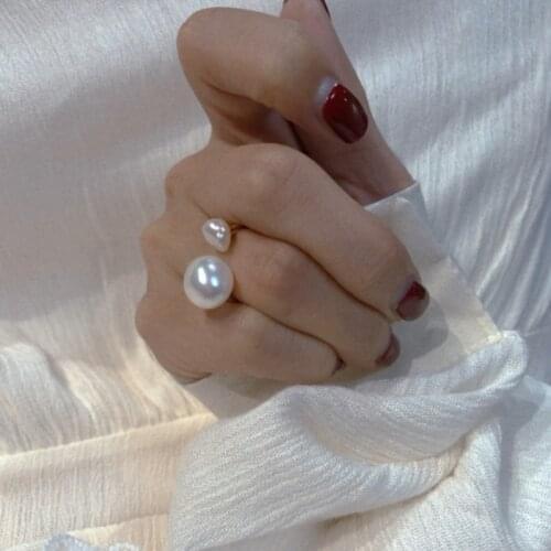 925 Sterling Silver Baroque Natural Freshwater Pearl Engagement Wedding Charming Luxury Ring Handmade Jewelry for Women Gift New