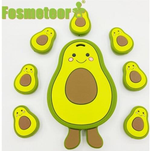 Fosmeteor Silicone Rubber Teether Avocado DIY Baby Teether Rodent BPA-Free Pacifier Pendant Chewing Gum Care Stick