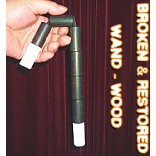Broken and Restored Wand (Wood) Stage Magic Tricks Collapses Wand to Straight Magician Stick Accessories Gimmick Props Funny