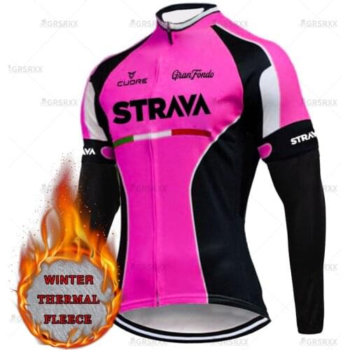STRAVA 2021 Cycling Jerseys Long Sleeve Winter Cycling Shirts for Woman Fleece Thermal Pro Team Cycling Wear for Female