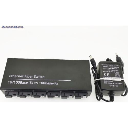 10/100M Ethernet Fiber switch Ethernet to Fiber 25km Fiber Optic Converter 2 RJ45 6 Fiber Ports Fiber Optical Media Converter