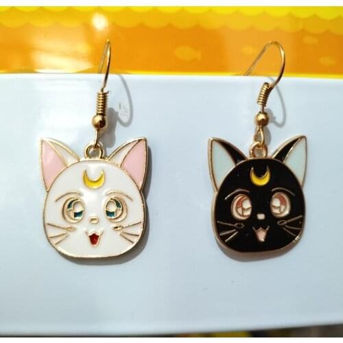 Yungqi Cute Female Cat Head Drop Earrings Animal Kitty Earrings For Women Pet Gold Earrings Jewelry brincos Accessories GIft