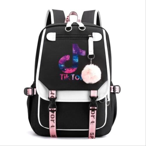 TikTok Women girls School Backpacks Anti Theft USB Charge Backpack Waterproof Bagpack School Bags Teenage Travel Bag