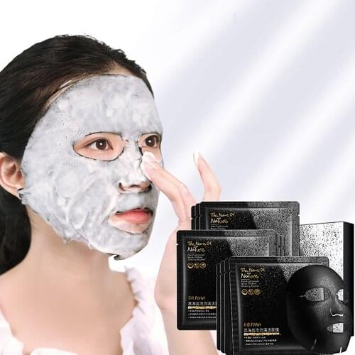 10PCS Black Sea Salt Bubble Cleansing Mask Moisturizing Face Pack Deep Cleansing Oil Control Smooth Shrink Pore Foam Black Mask