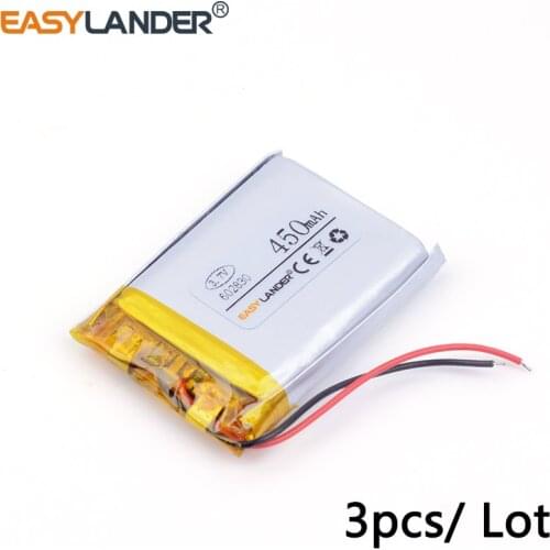 3pcs /Lot 602830 450MAH 3.7V lithium Li ion polymer rechargeable battery062830 MP3 MP4 Bluetooth stereo DIY Driving recorder