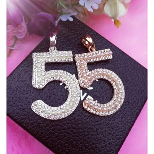 4 pcs/lot 2.7cm*4.5cm Alloy pearl rhinestones Number 5 pendant charms DIY Decoration