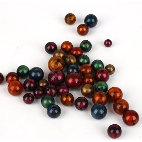 Random Mixed 8 10 12 14 16mm Acrylic Round Loose Spacer Beads DIY Bracelet Earrings Charms Necklace Beads For Jewelry Making