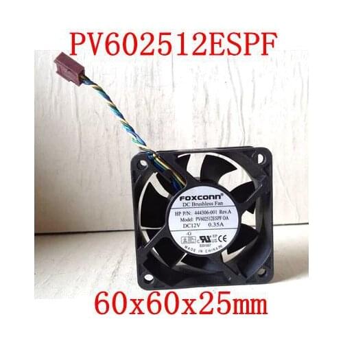 Free Shipping Foxconn PV602512ESPF 60x60x25mm DC12V 0.35A 4PIN for HP DC7800 DC7900 USDT Chassis fan 444306-001 cooling fan