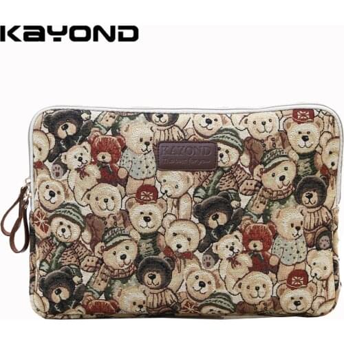 Lovely Baby Bear Pattern Laptop Case Bag Sleeve Cover for MacBook Air Pro iPad 8 11 12 13 14 15 inch Free Drop Shipping