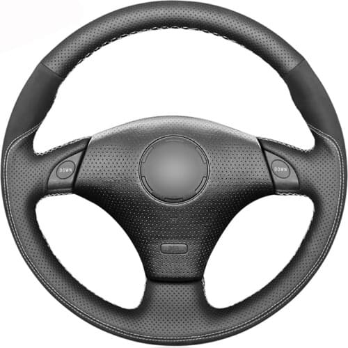 Black Genuine Leather Suede No-slip Car Steering Wheel Cover for Toyota RAV4 Celica MR2 MR-S Supra Caldina Lexus IS 200 300