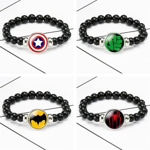 Disney Avengers Characters Captain America Spider-Man Iron Man Hulk Acrylic Bead Bracelet Boys Toy Children Gift Jewelry
