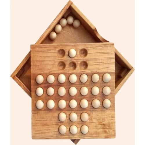 European Wooden Puzzles Classic Toys Marble Solitaire Chess Puzzles Games Intelligence Entertainment Toys For Children Adults