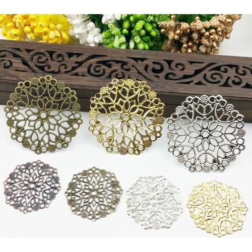20pcs 35/50mm Filigree Wraps Metal Charms For Embellishment Scrapbook DIY Jewelry Metal Craft Wraps