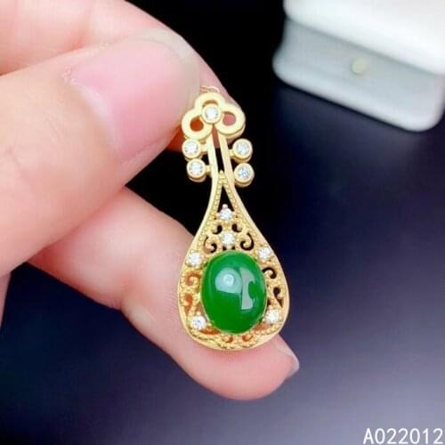 KJJEAXCMY fine jewelry natural Jasper 925 sterling silver luxury girl new gemstone pendant necklace chain support test