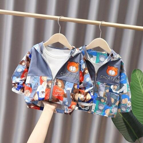 JY Spring Autumn Boys Girls Zipped Hooded One-piece Bear Jacket 80-120 3Colors XZ01