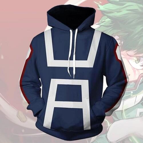 Anime My Hero Academia Cosplay Costumes Hoodies Sweatshirts Streetwear Hooded Pullover Plus Size 5XL Jacket Coat For Men HS016