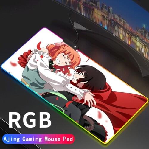 Anime RGB Mouse Pad Xxl Cute Ruby Rose Gaming Accessories Play Mat Backlight Slipmat Rgb Mousepad Led Gamer