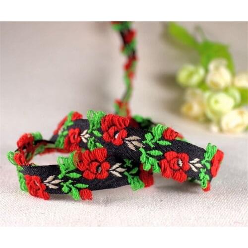 5/8" 15mm Rose Flowers Embroidered Ribbon Webbing Hair Bows Headbands hairband Garments Accessories A93