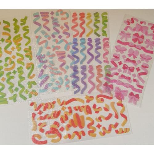Ribbon Kawaii Laser Sticker Scrapbooking Deco Korean Stickers Scrapbooking Diary Album Cute Festival Stick Lable Stationery Gift