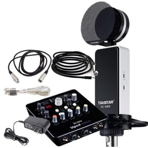 Takstar PC-K800 microphone with ICON upod nano sound card for professional studio recording,broadcasting,PC recording