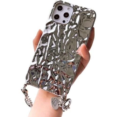 Silver Chain Soft TPU 3D Case for iPhone 12 Pro Max 11 X XS Twinkled Tin Foil Back Cover Shell Phone Accessories