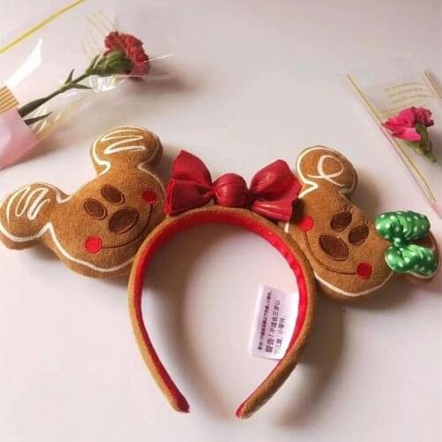 2019 New Disney Minnie Ear Headband Mickey and Minnie Gingerbread PARTY COSTUME Cosplay Plush Adult/Kids Gift