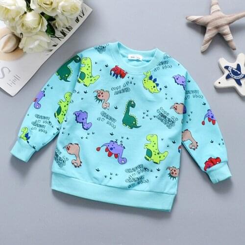 Newest Boys Girls Clothes Kids Long Sleeves Autumn Winter Tops Cartoon Dinosaur Printed Cute T-shirt Children Sport Outfits 1-4Y
