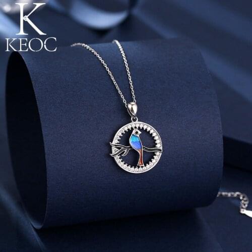 Keoc Boho Colorful Bird AAA Zircon Womens Pendant Necklace Jewelry Dance Party Birthday Gift National Fashion Jewelry Gift