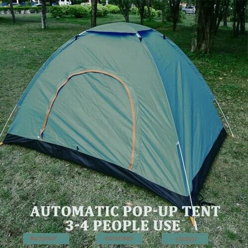 2-4 Person Dark Green Pop up Automatic Tent Instant Camping Tent Backpacking Family Dome Tents for Camping Hiking Travelling