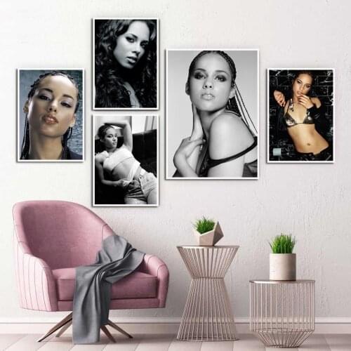 Alicia Keys Poster Cloth Silk Wall Art Fabric Posters and Prints Wall Decor For Home Bar Cafe Home Decoration