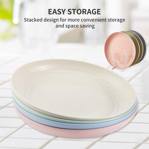Plastic Plates Reusable Eco-Friendly Lightweight Wheat Straw Plates Salad Plates Camping Plates Dinner Plates 8 Pack