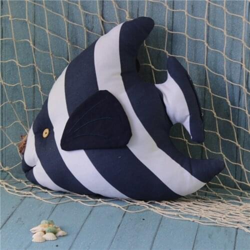 Mediterranean Style Back Cushion Fish Shape Throw Pillow Sofa Seat Pad-Blue